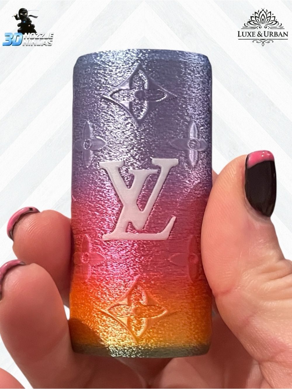 🪷 3d Handcrafted LV City Of Stars Gradient Bic Lighter Sleeve